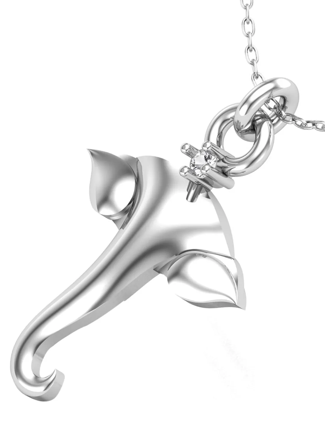 Silver-Coloured CZ-Studded Pendant With Chain