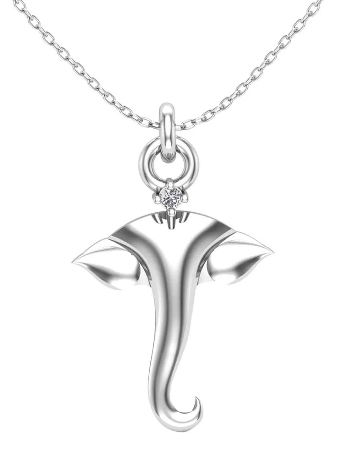 Silver-Coloured CZ-Studded Pendant With Chain