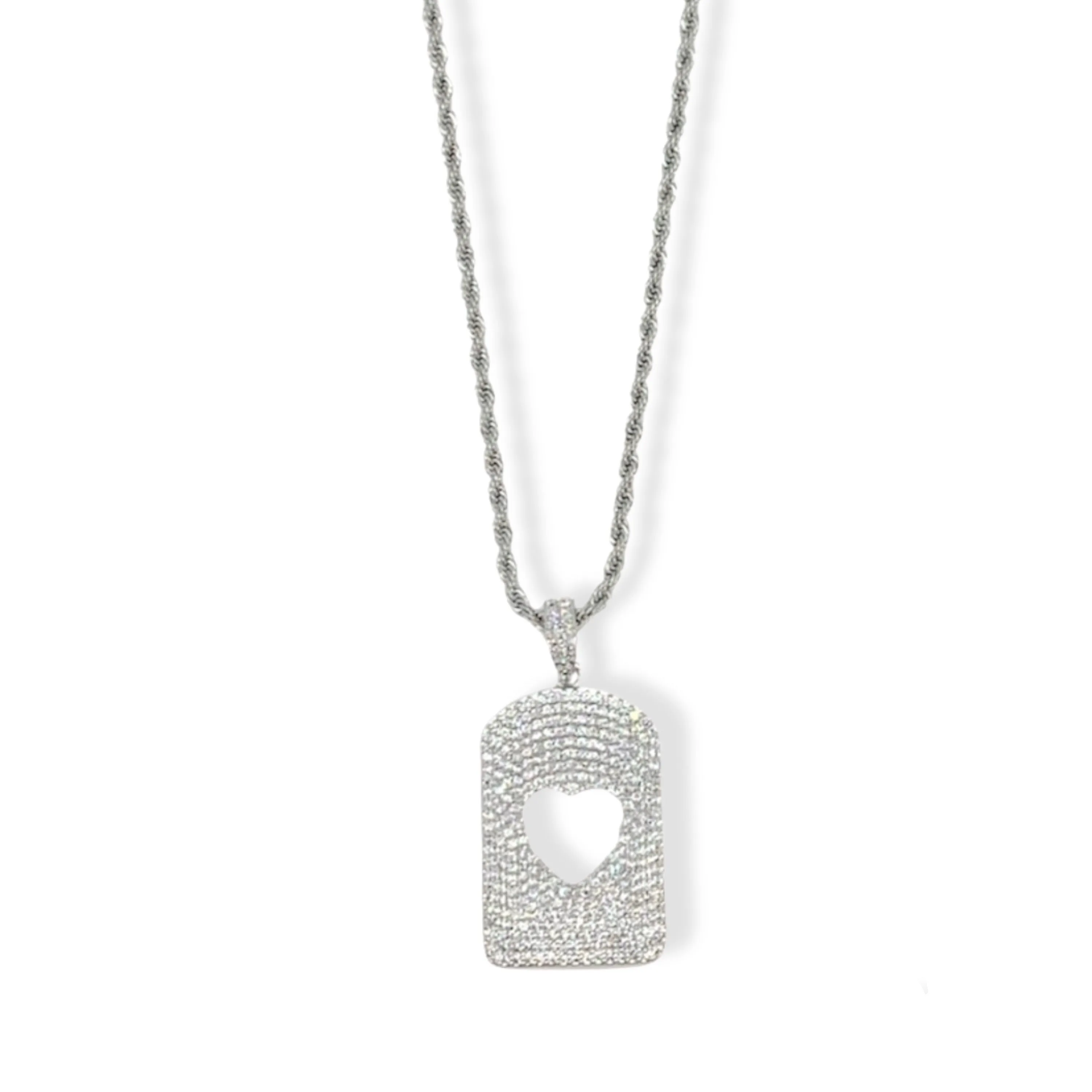 SILVER HEART TAG necklace
