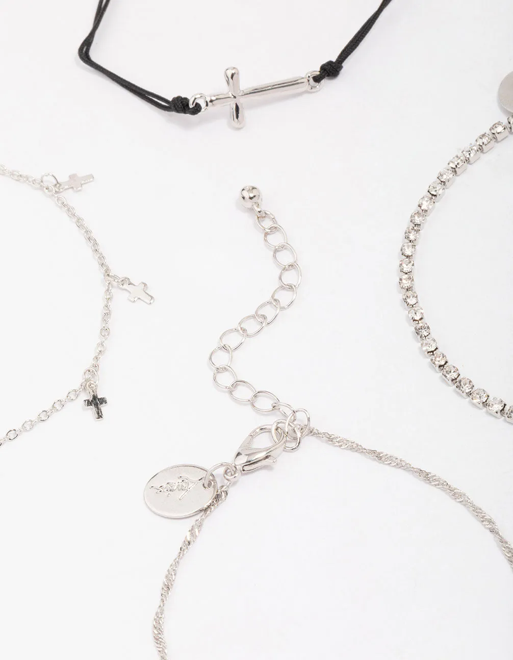 Silver Mini Cross Bracelet 4-Pack