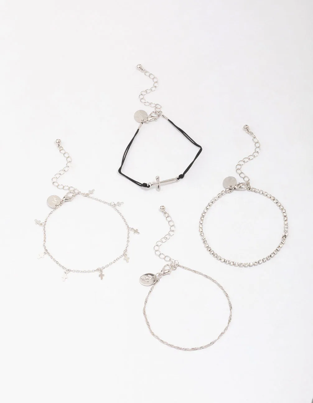 Silver Mini Cross Bracelet 4-Pack