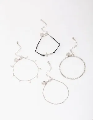 Silver Mini Cross Bracelet 4-Pack