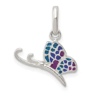 Silver Muti-Colored Enameled Butterfly Charm