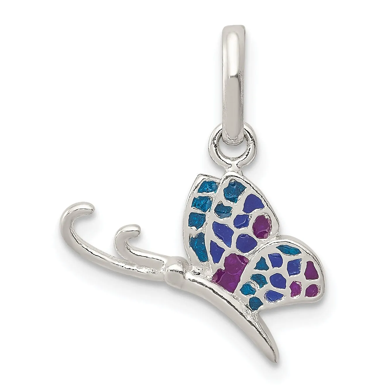 Silver Muti-Colored Enameled Butterfly Charm