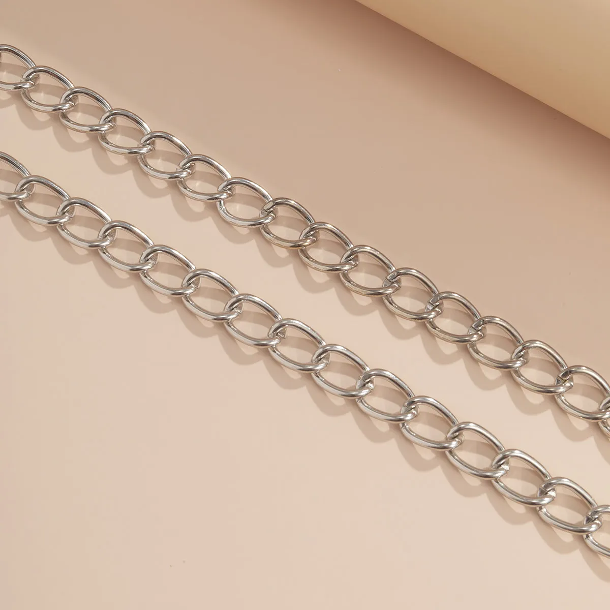Silver-Plated Curb Chain Necklace Set
