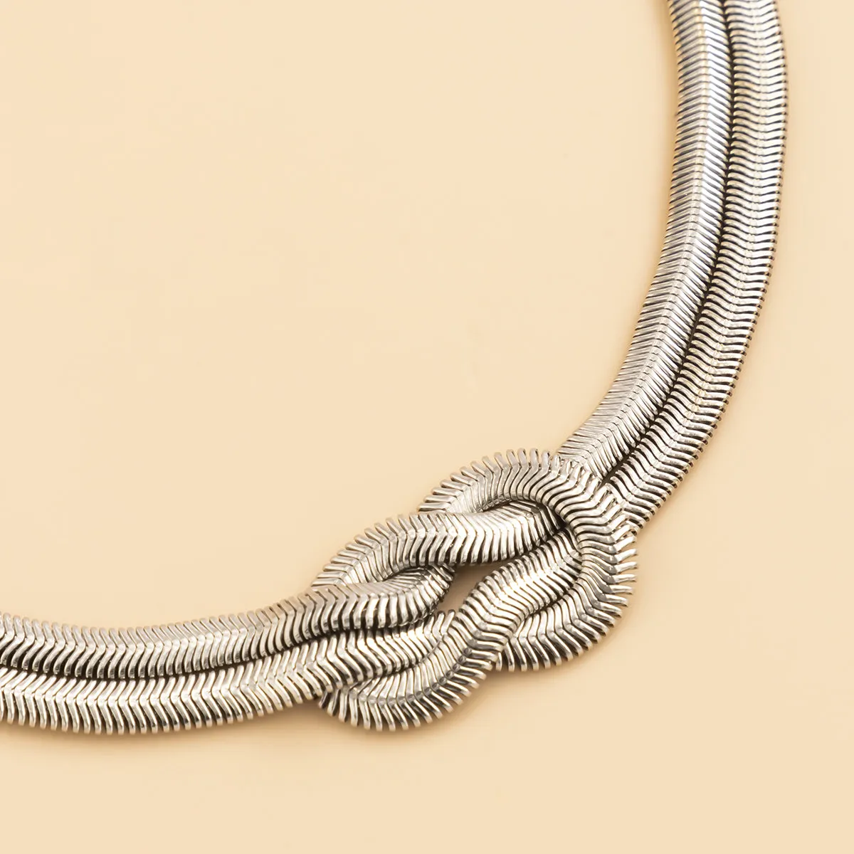 Silver-Plated Snake Chain Knot Layered Necklace
