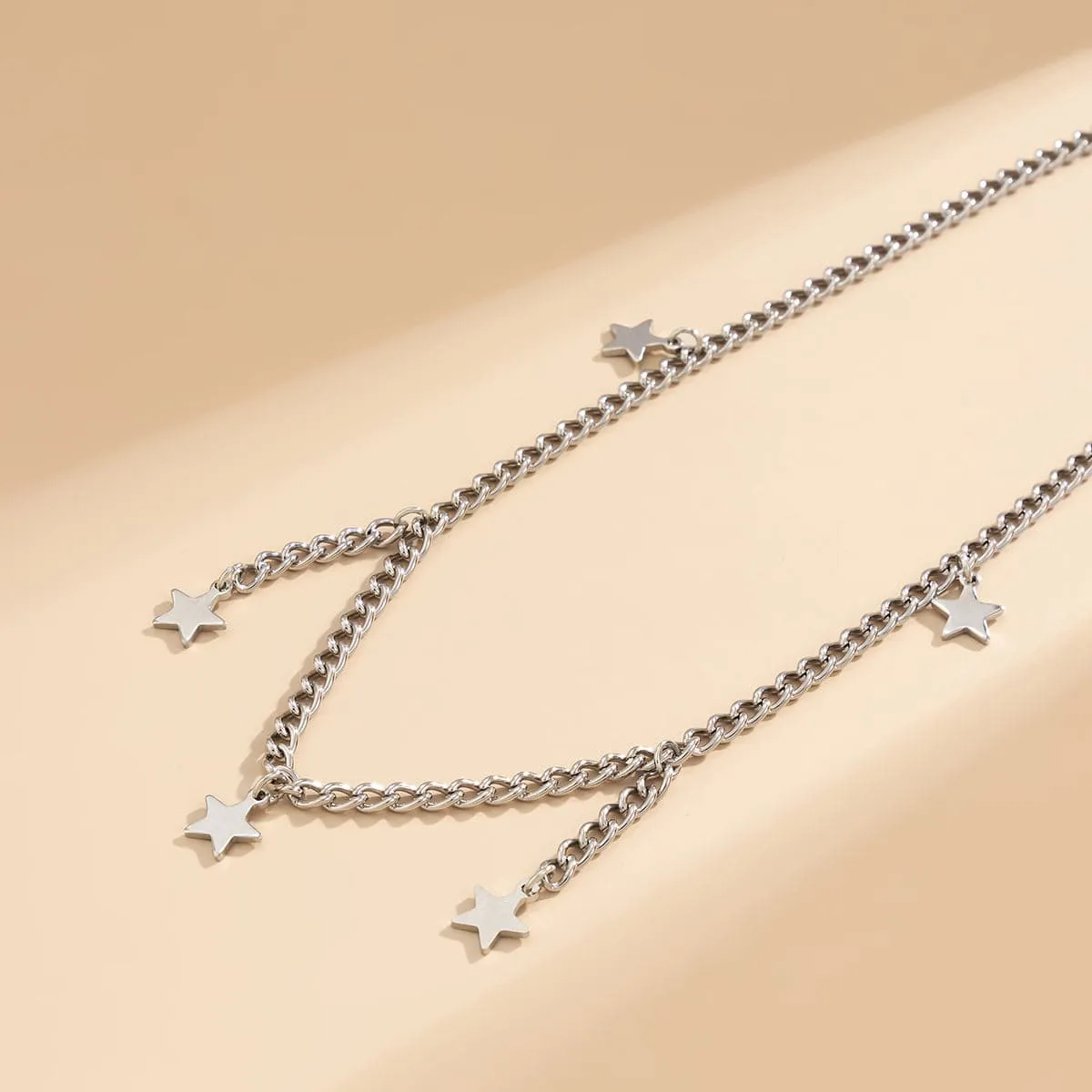 Silver-Plated Star Tassel Waist Chain