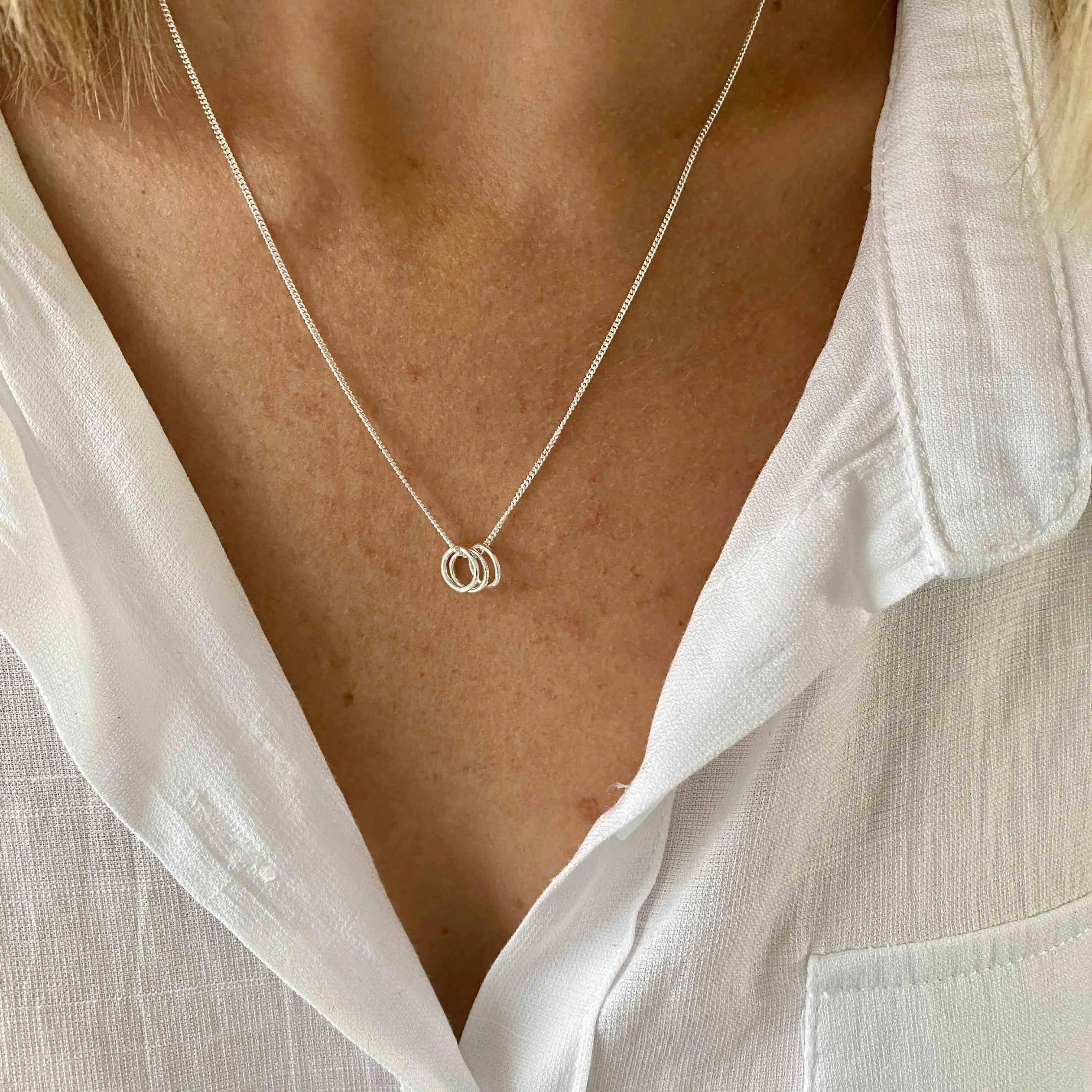 Silver Three Rings Necklace