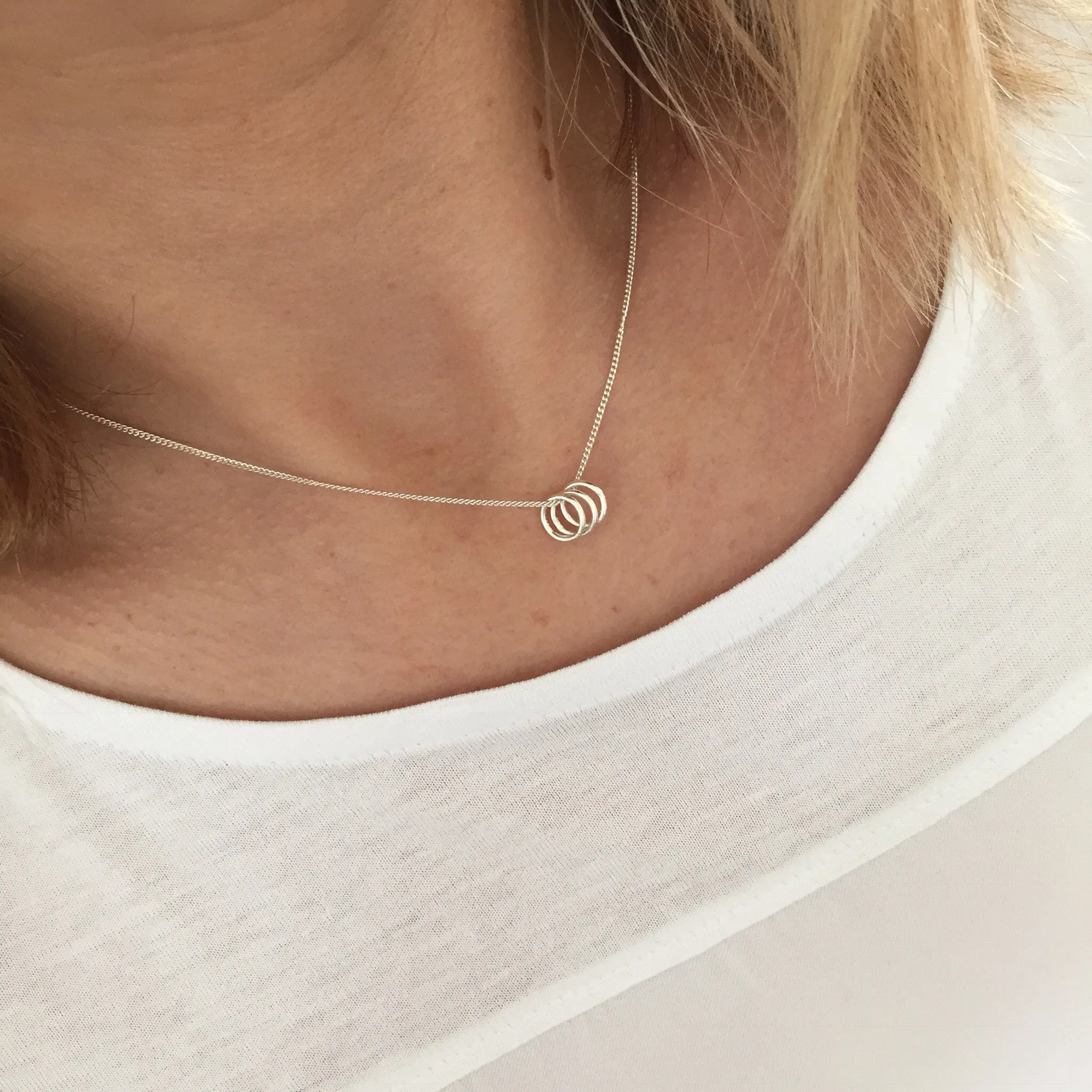 Silver Three Rings Necklace