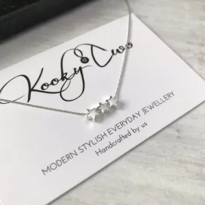Silver Three Star Necklace