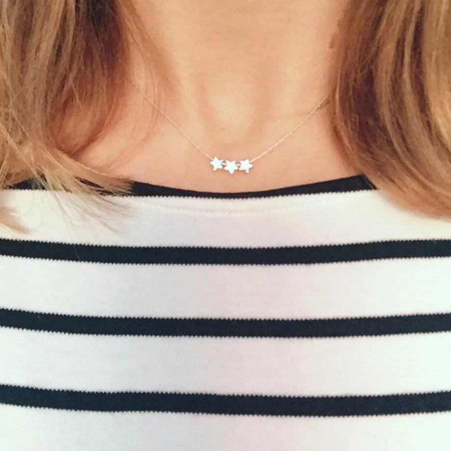 Silver Three Star Necklace