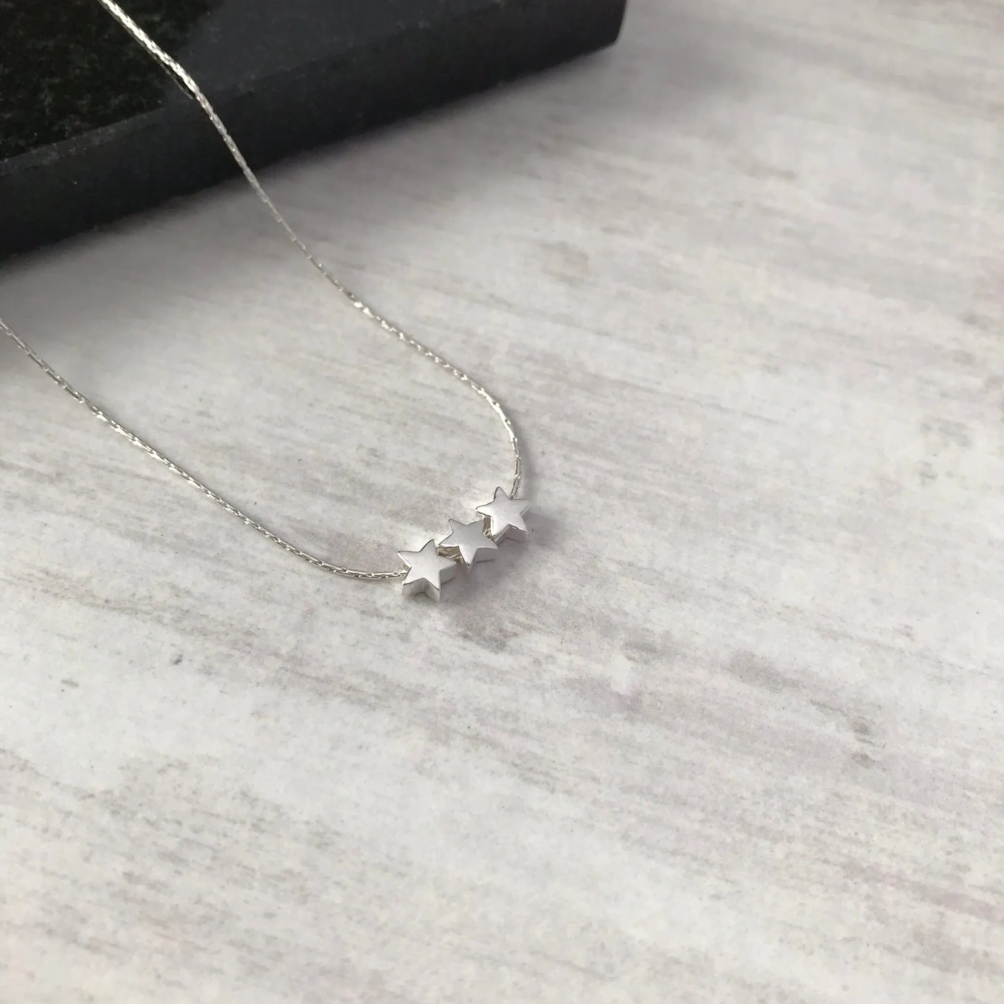 Silver Three Star Necklace