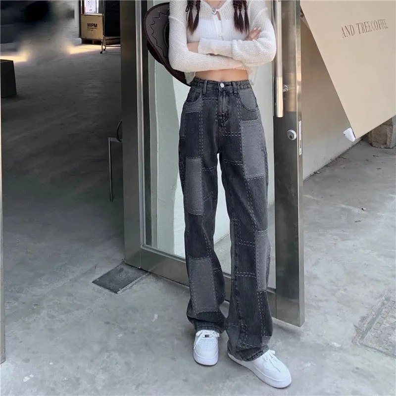 [@sleepinredroses] RETRO SMOKY GRAY CHECK JEANS UB2483