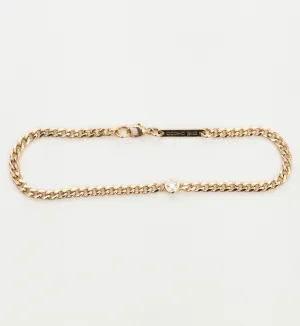 Small Curb Chain Bracelet with Single Floating Diamond