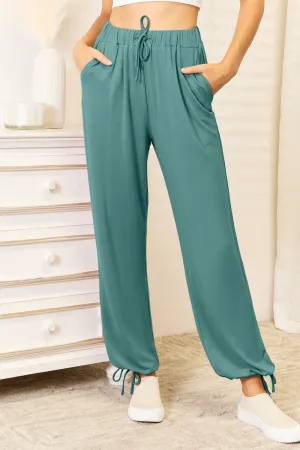 Soft Rayon Drawstring Waist Pants with Pockets 3 Colors