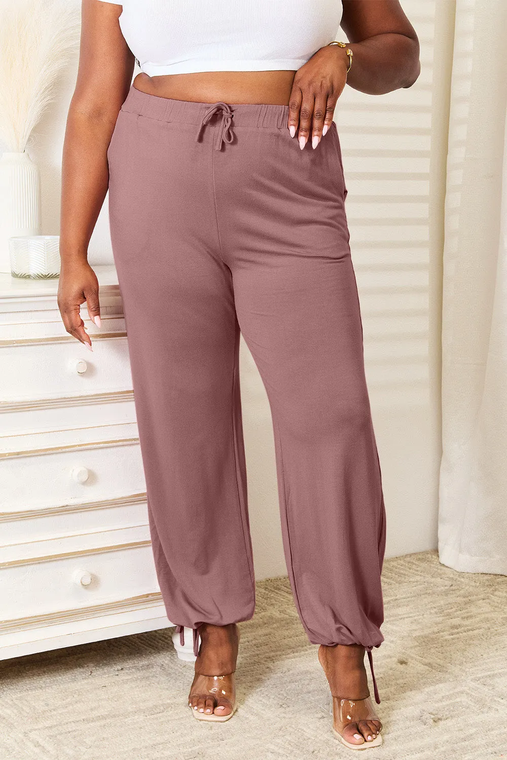 Soft Rayon Drawstring Waist Pants with Pockets 3 Colors