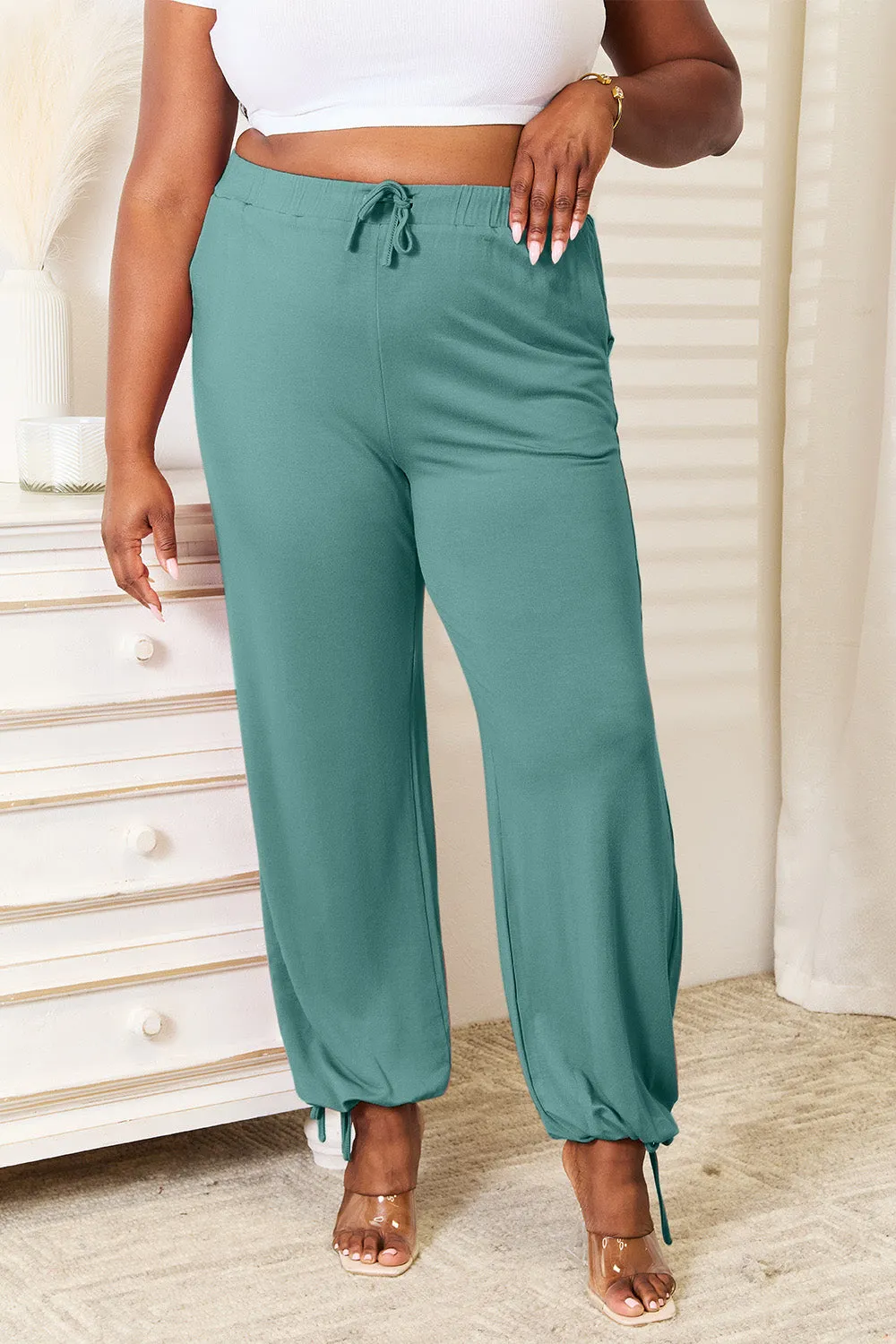 Soft Rayon Drawstring Waist Pants with Pockets 3 Colors