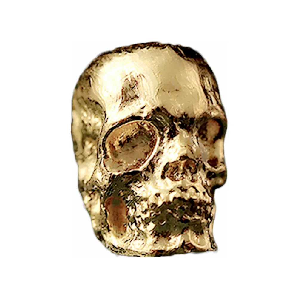 Solid 18k Gold Skull Bead Charm with Ruby Eye