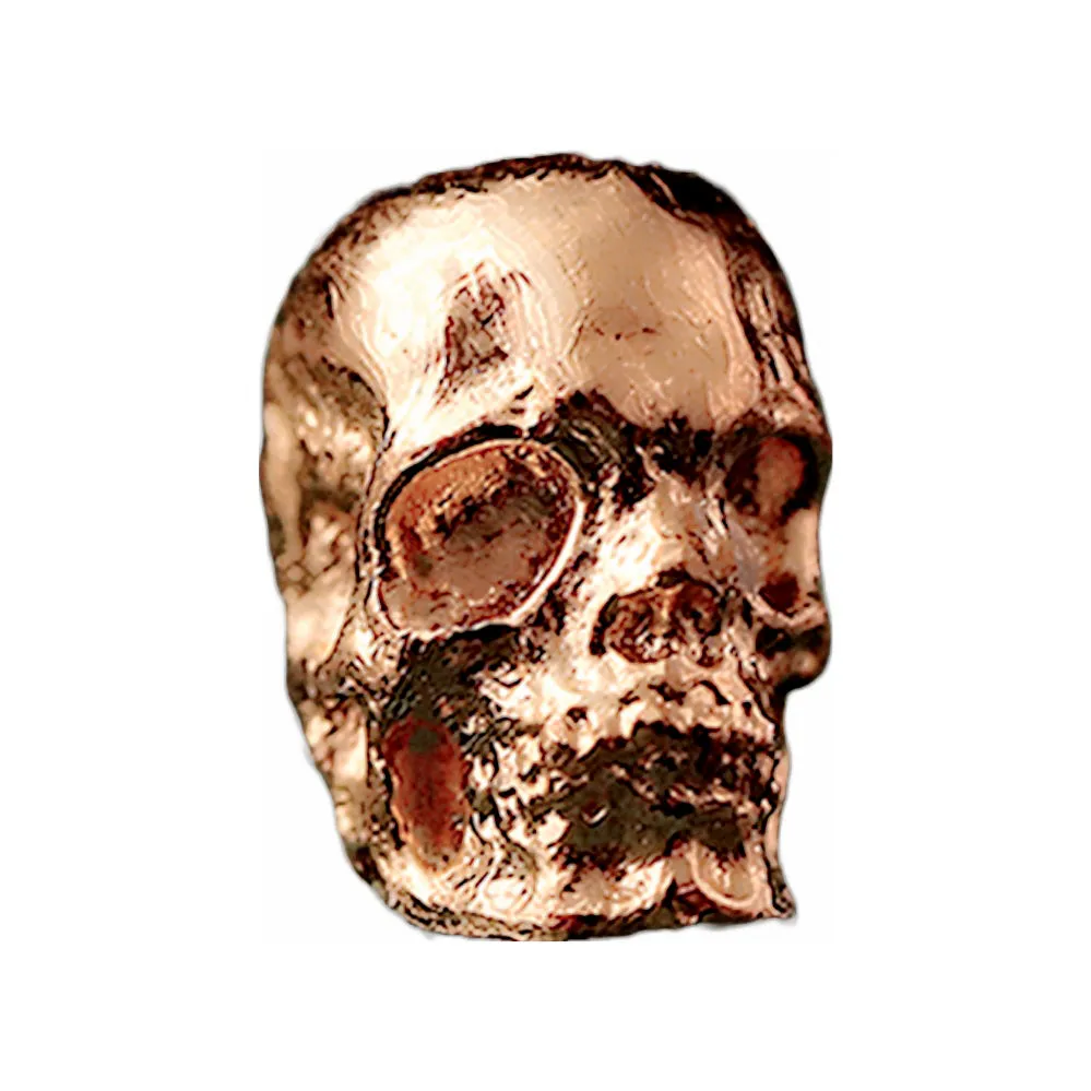 Solid 18k Gold Skull Bead Charm with Ruby Eye