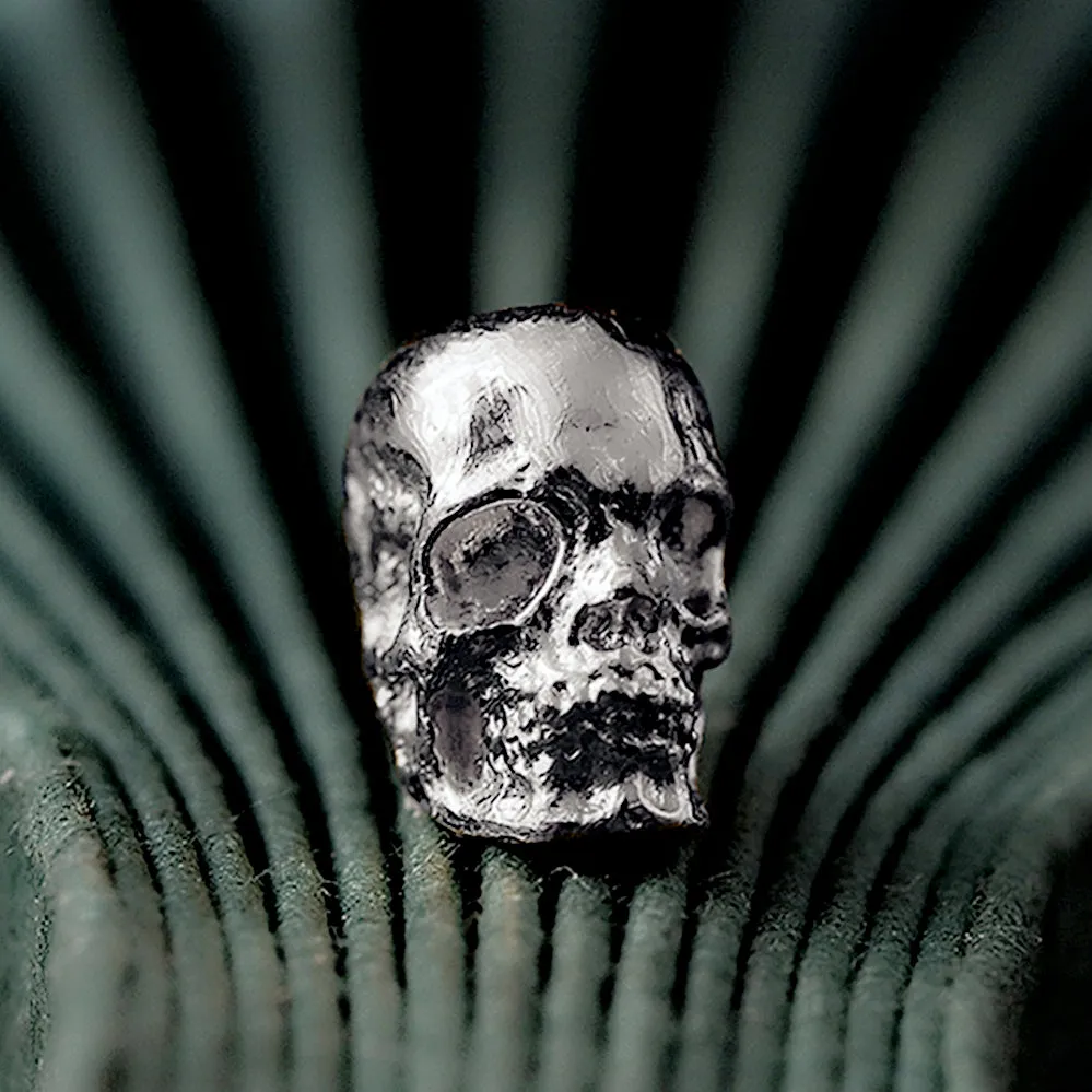 Solid 18k Gold Skull Bead Charm with Ruby Eye