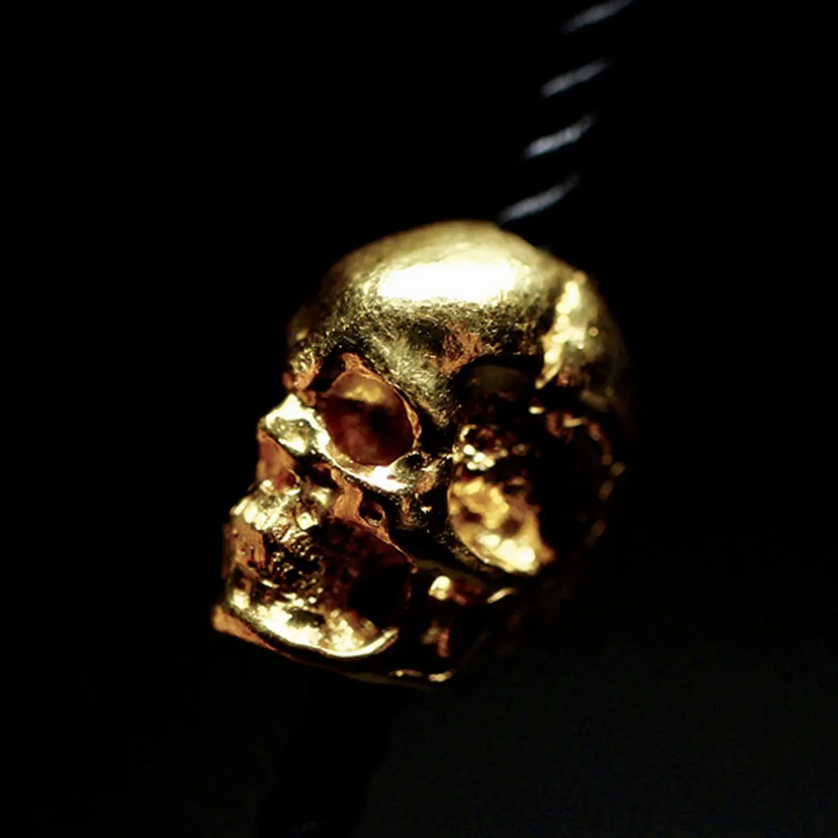Solid 18k Gold Skull Bead Charm with Ruby Eye