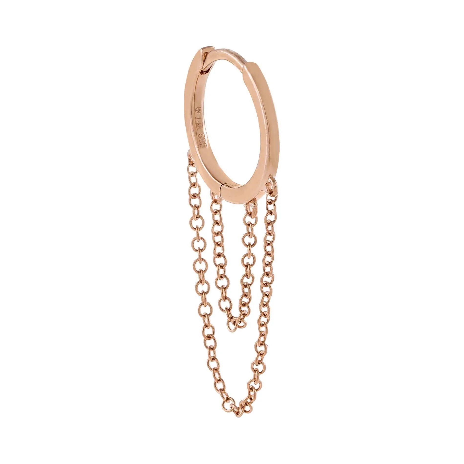 Solid Cartilage Chain Huggie Earring 14K
