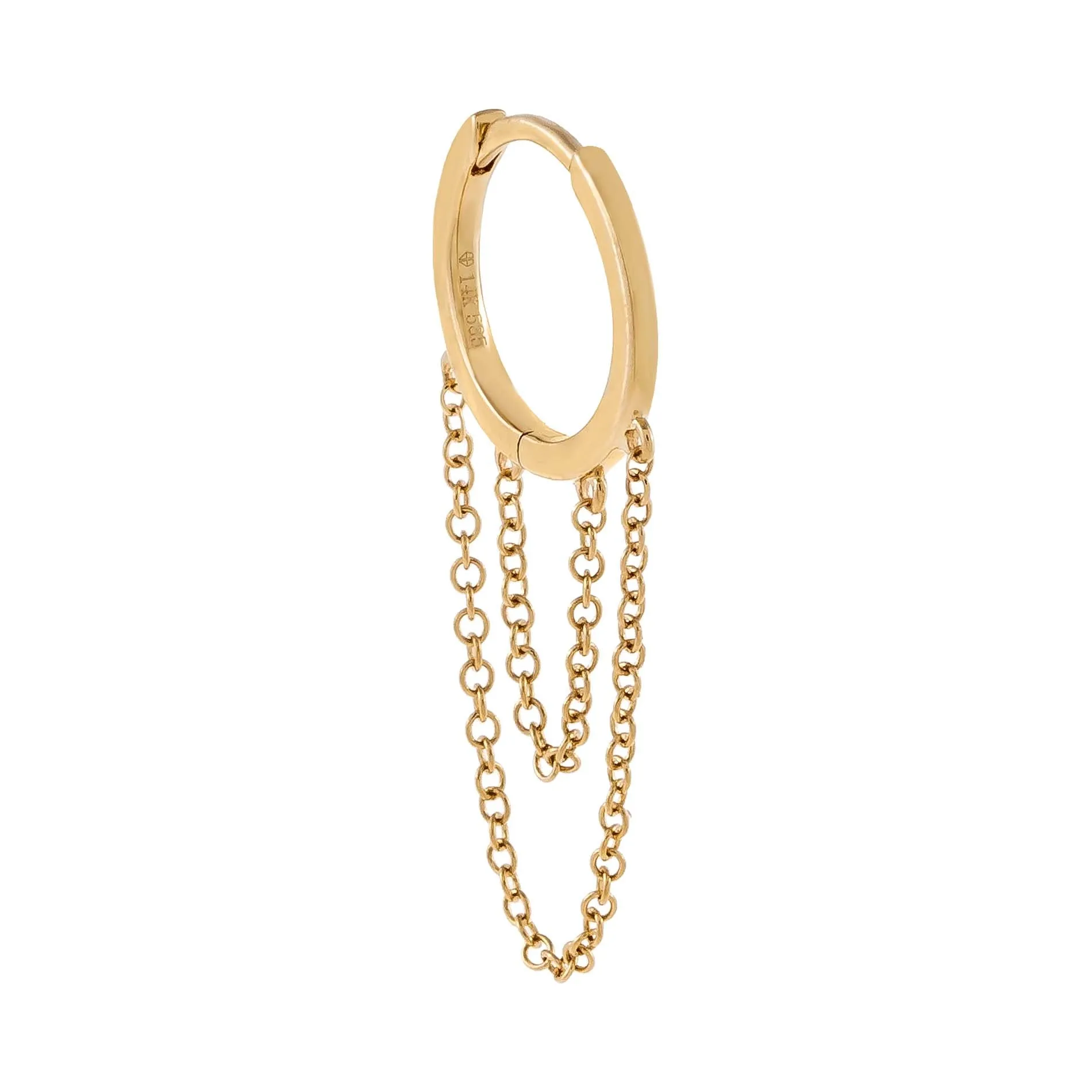 Solid Cartilage Chain Huggie Earring 14K