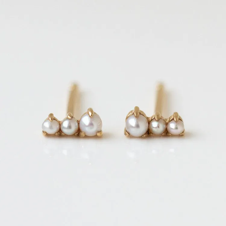 Solid Gold Dainty Birthstone Bar Studs
