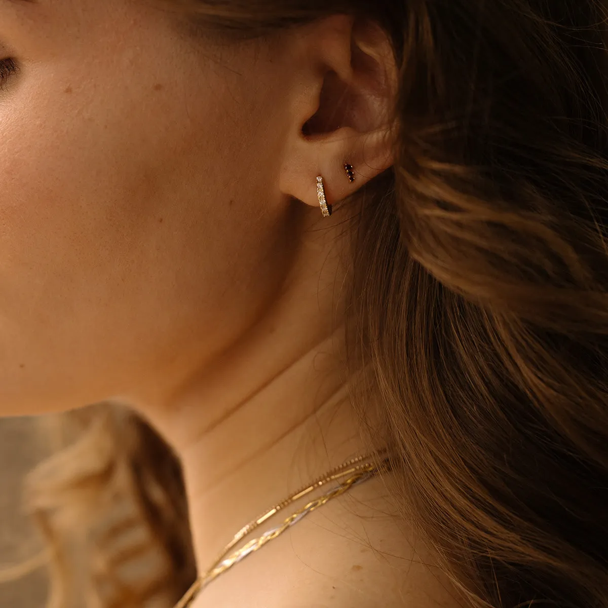 Solid Gold Dainty Birthstone Bar Studs