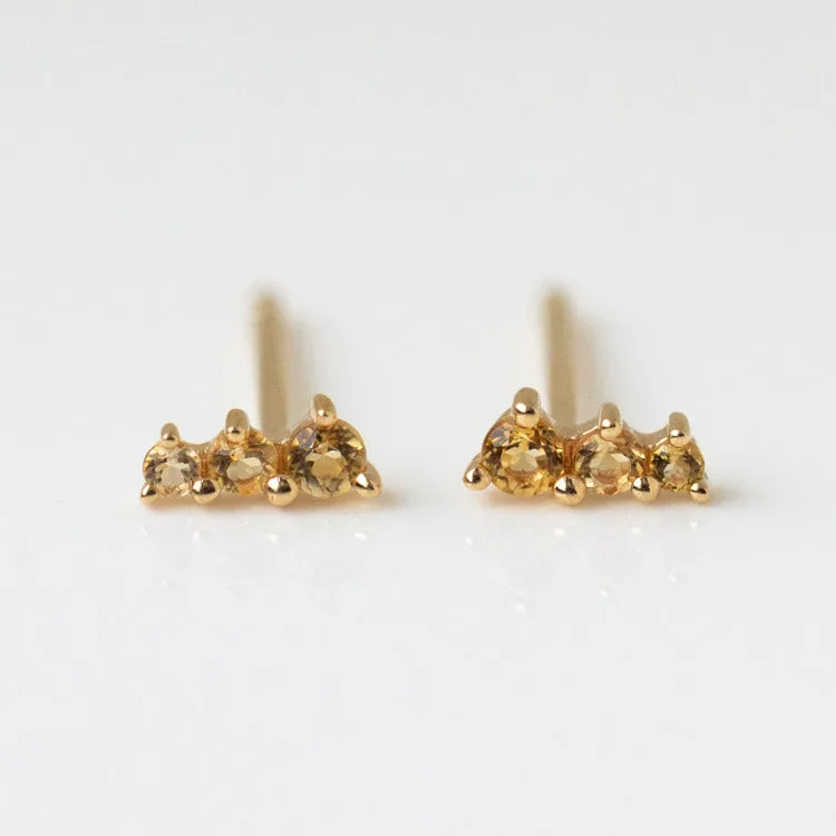 Solid Gold Dainty Birthstone Bar Studs