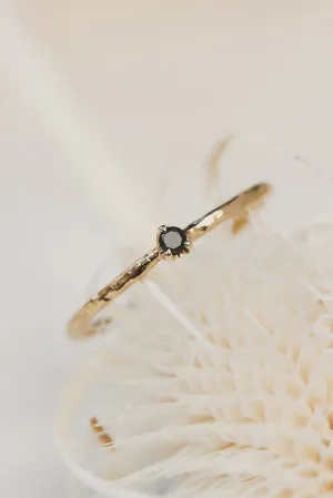 Solid Gold Dainty Black Diamond Ring