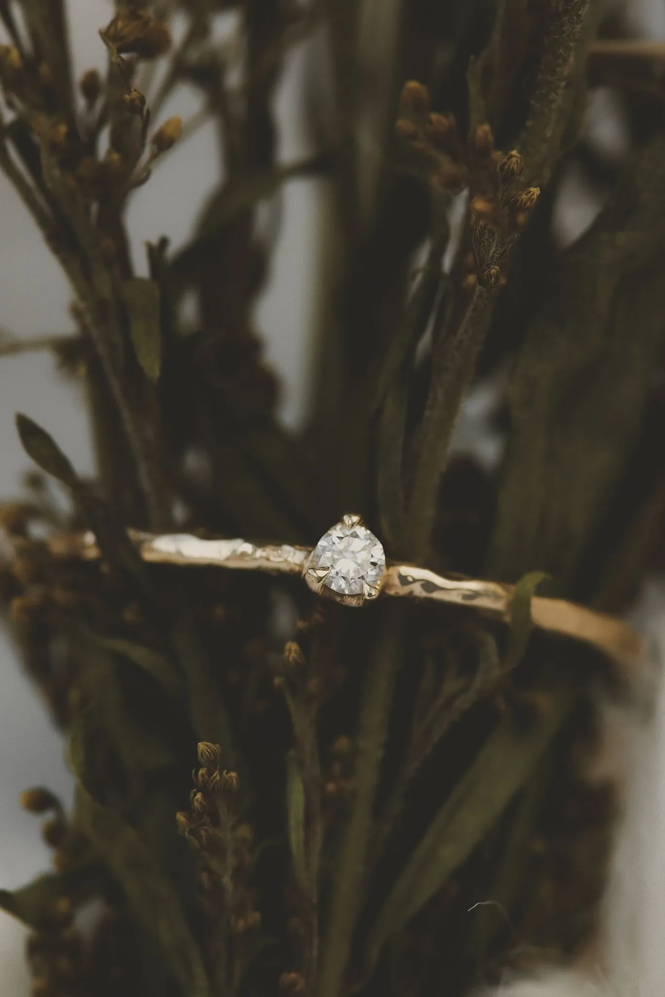 Solid Gold Dainty Diamond Ring