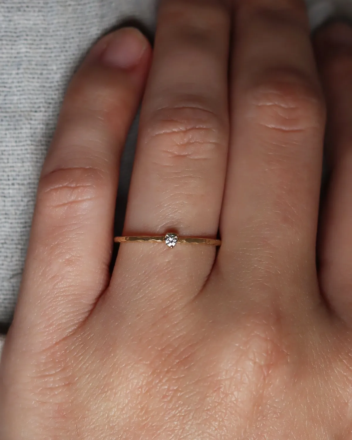 Solid Gold Dainty Diamond Ring