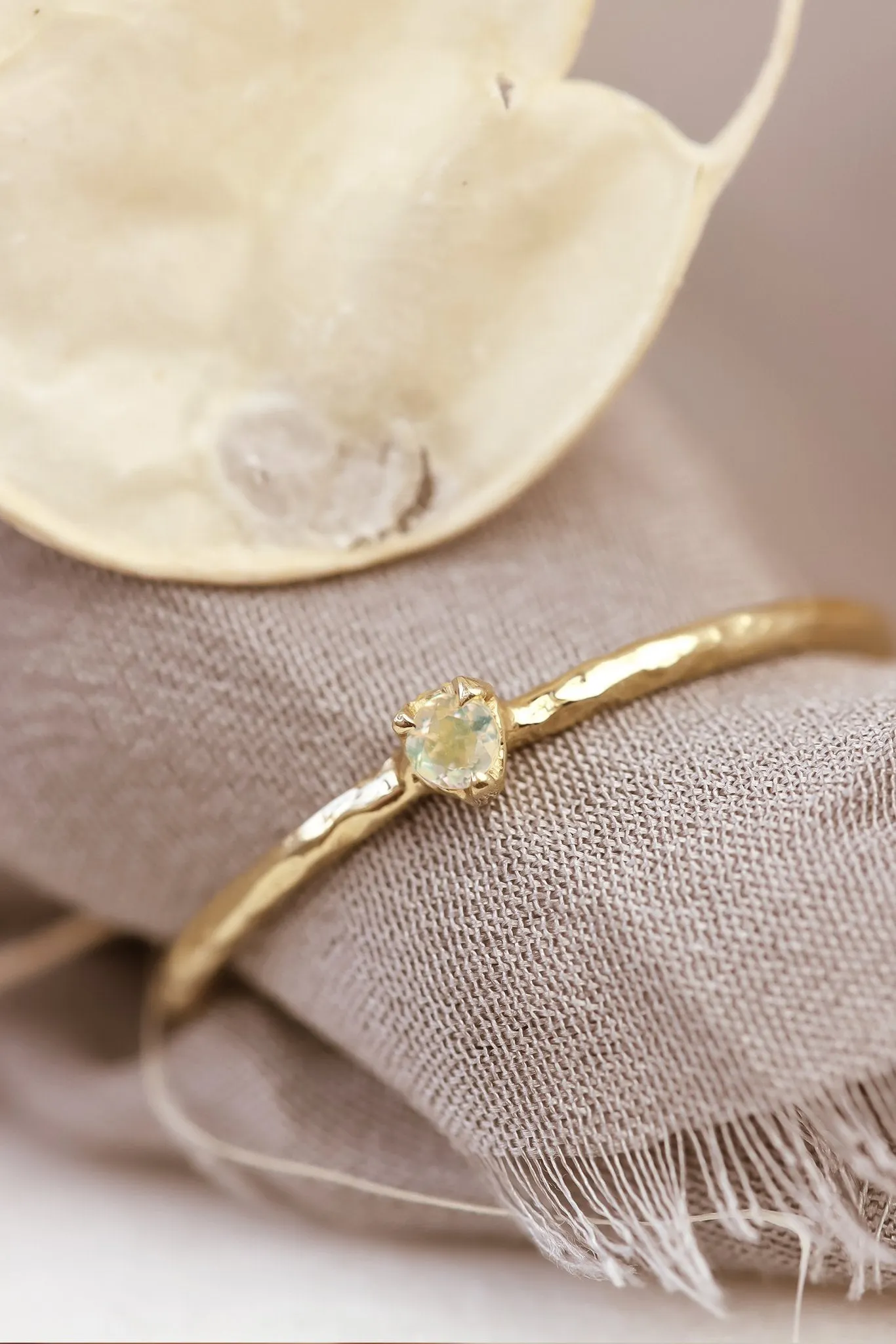 Solid Gold Dainty Moonstone Ring