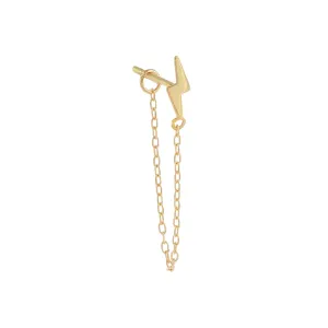 Solid Lightning Chain Stud Earring 14K