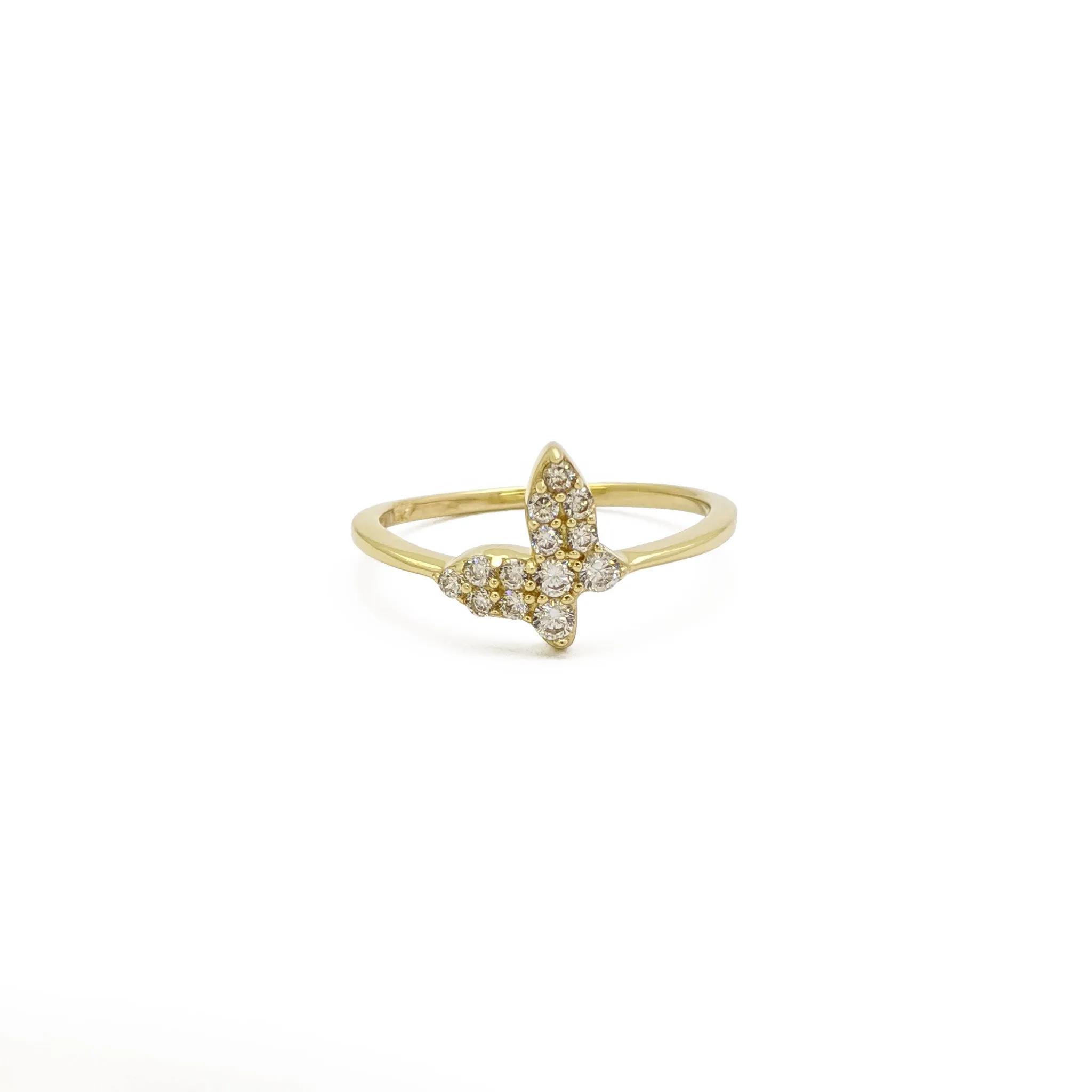 Sparkly Tilted Butterfly Ring (14K)