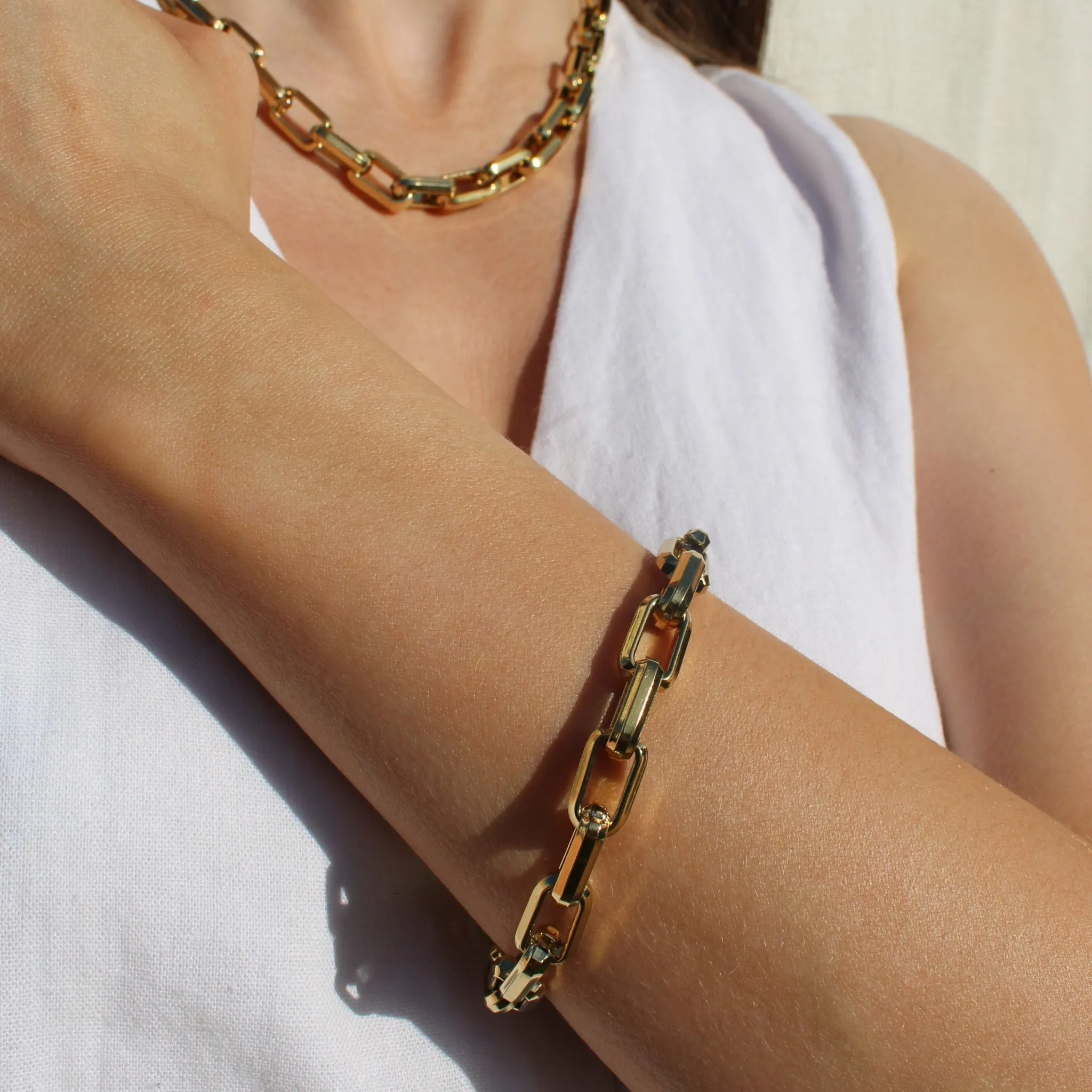 Square Link Bracelet, Gold