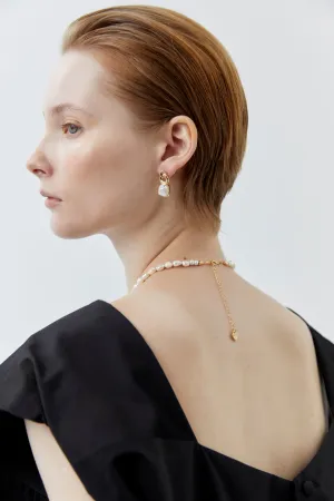 Square White Pearl Drop Earrings