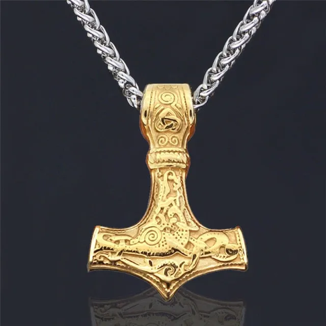 Stainless steel Thor's Hammer Chain Necklace