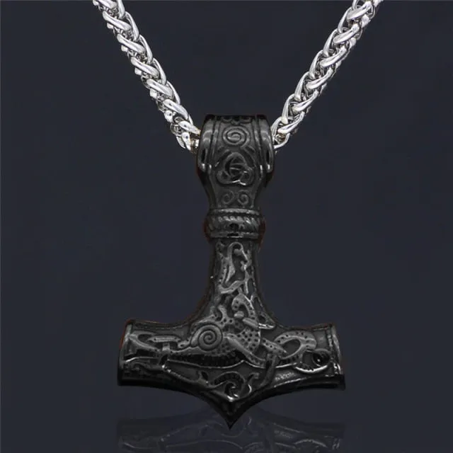 Stainless steel Thor's Hammer Chain Necklace