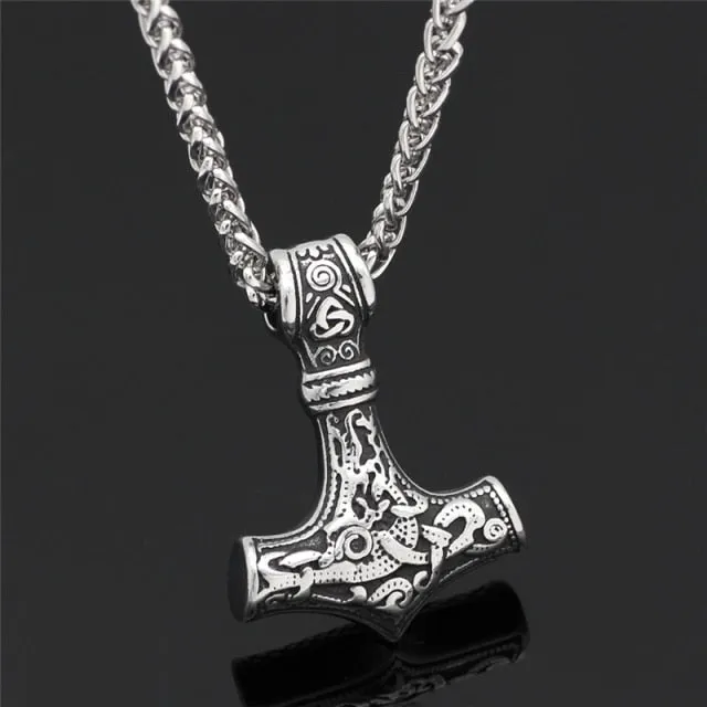 Stainless steel Thor's Hammer Chain Necklace