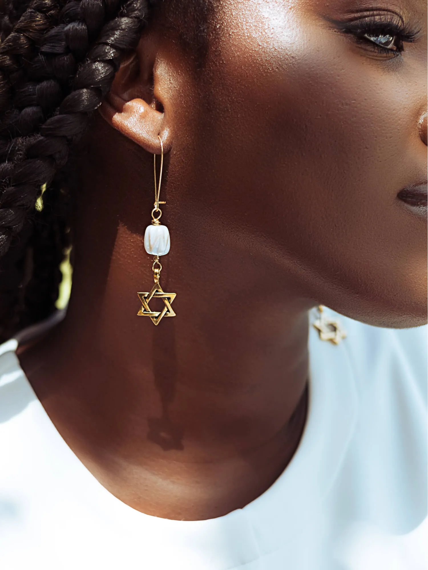 Star Of David Pearl Earrings