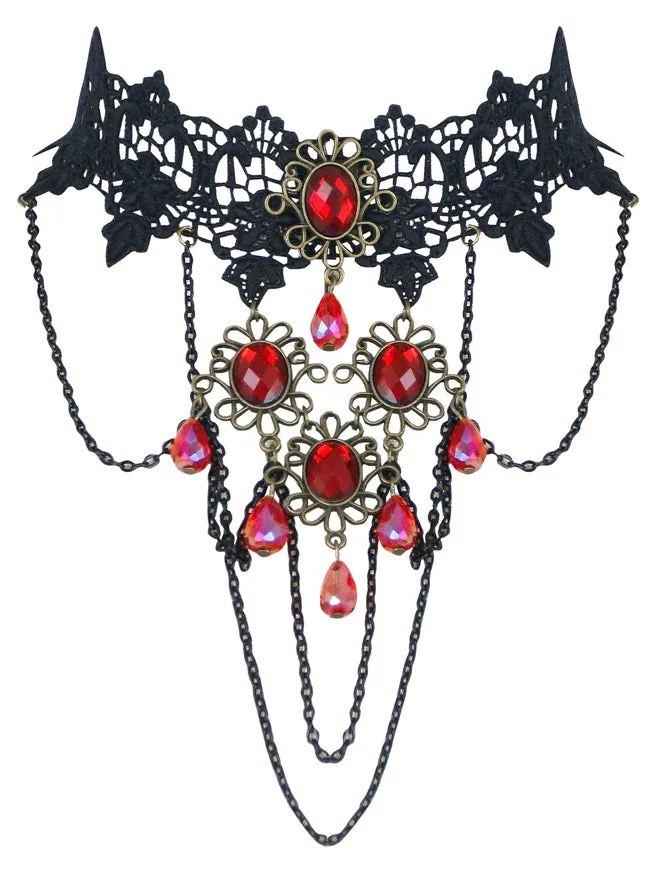 Steampunk Accessories Costume Cosplay Lace Choker Beads Chain Decorative Necklace