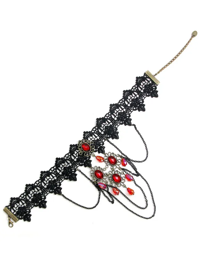 Steampunk Accessories Costume Cosplay Lace Choker Beads Chain Decorative Necklace