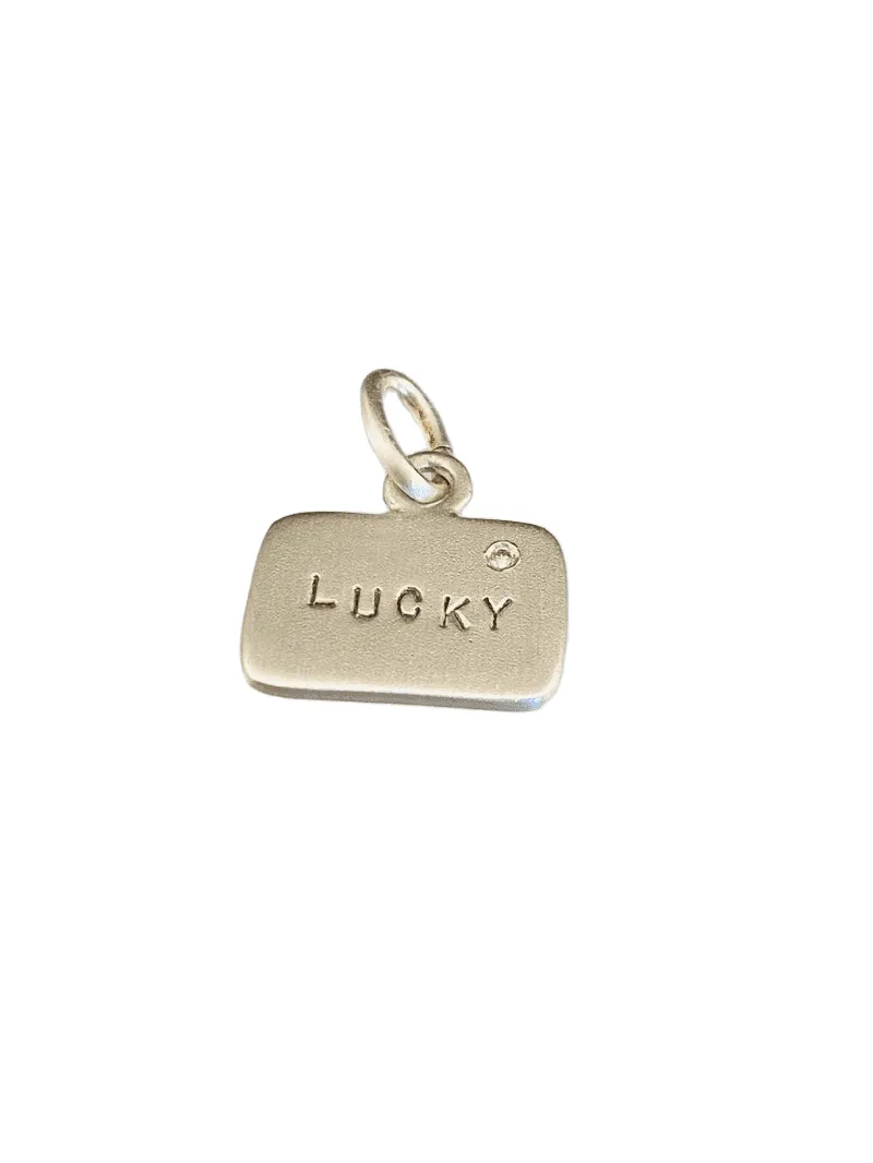 Sterling 'Lucky' Diamond Tag Charm