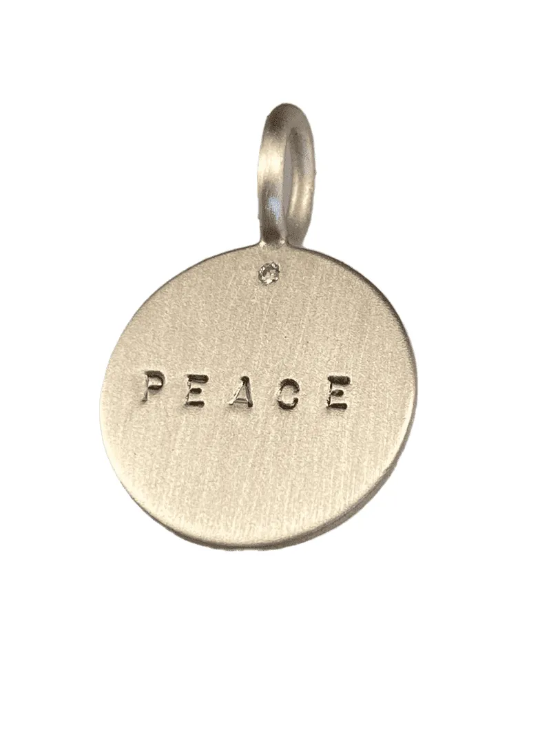 Sterling 'Peace' Diamond Charm