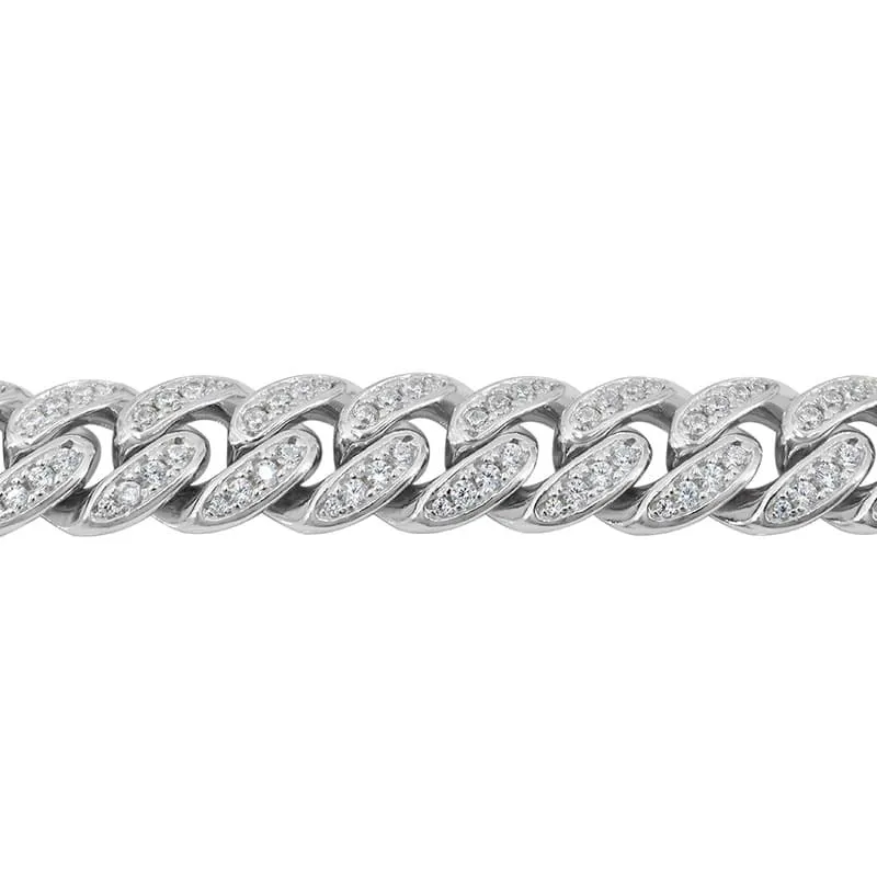 Sterling Silver (12mm) Miami Cuban CZ Chain (20" - 26")