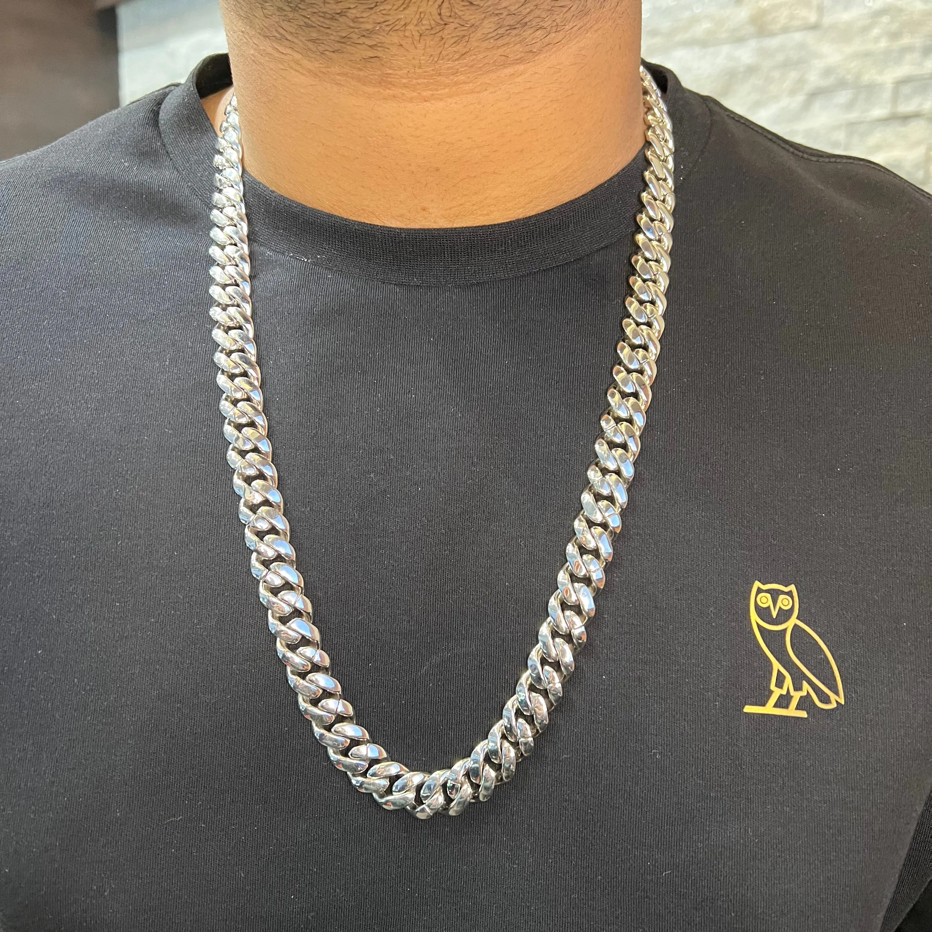 Sterling Silver (12mm) Miami Cuban CZ Chain (20" - 26")