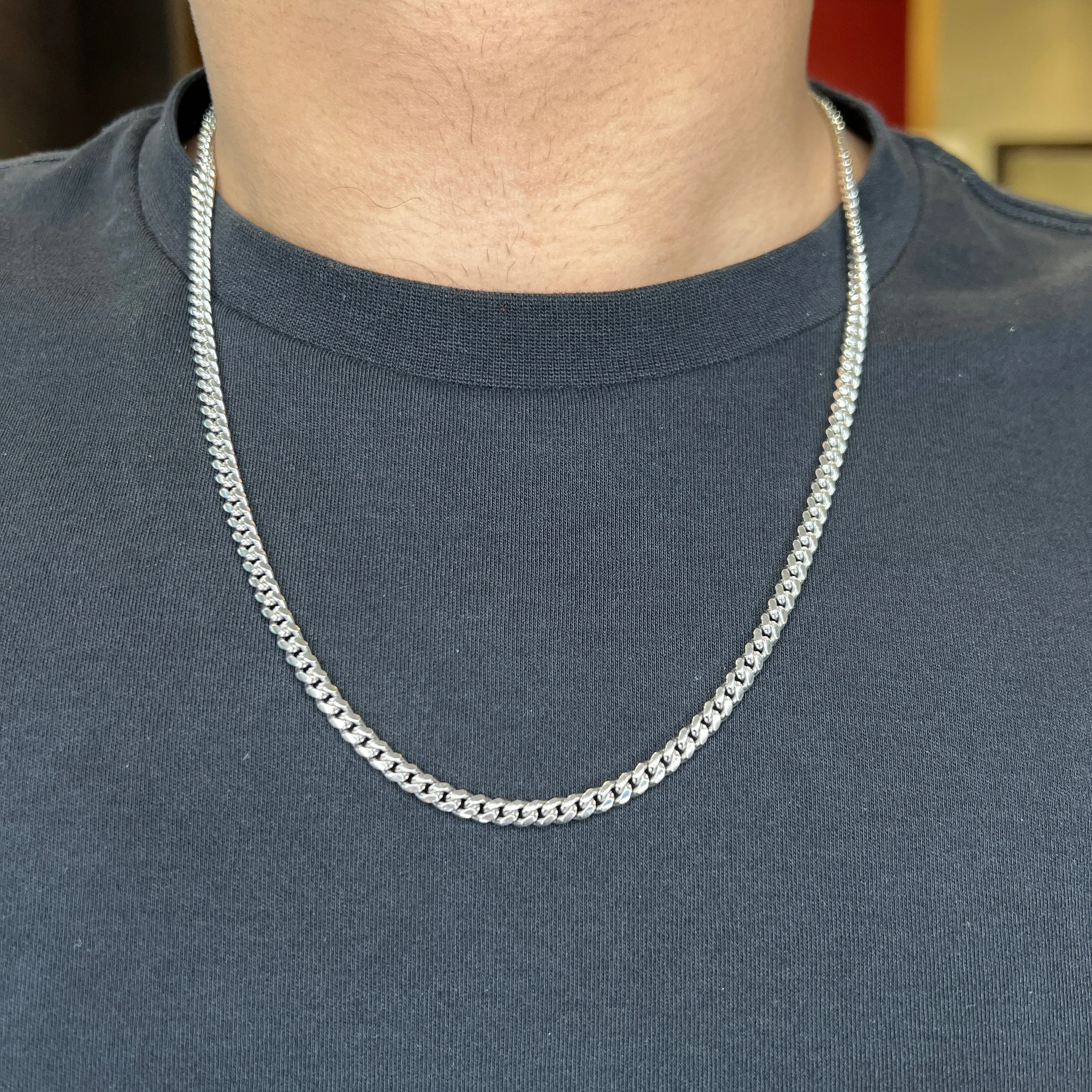 Sterling Silver (4mm) Miami Cuban Chain (20" to 30")