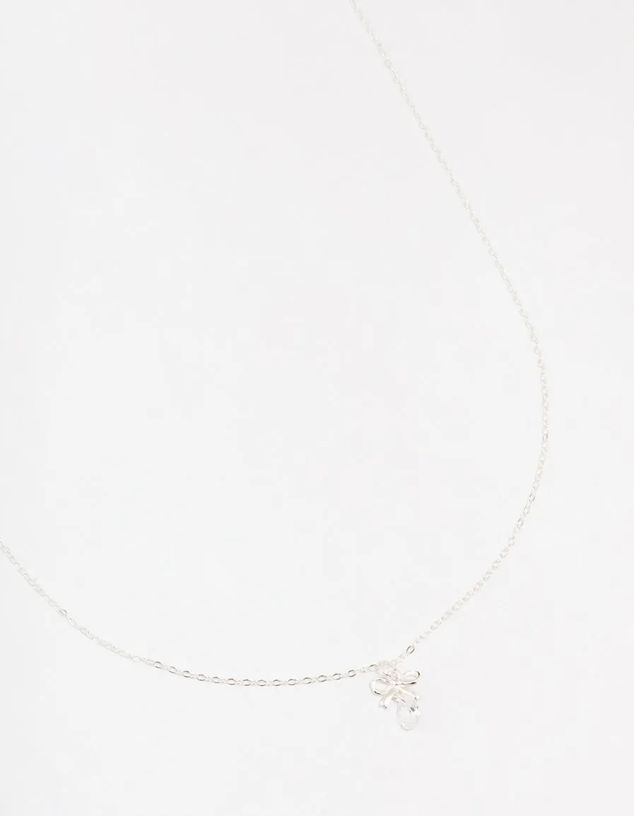 Sterling Silver Bow Pendant Necklace